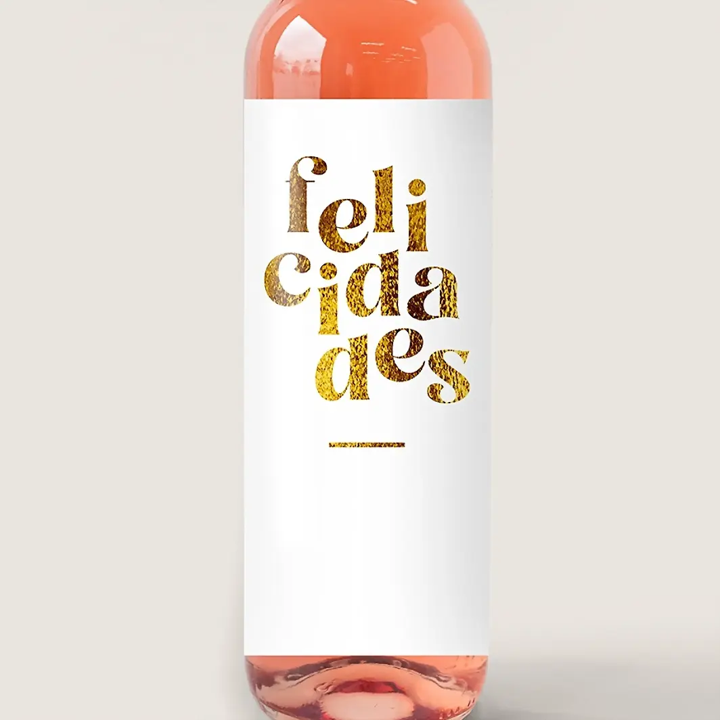 Vino Personalizado Rosado con Etiqueta "Felicidades"