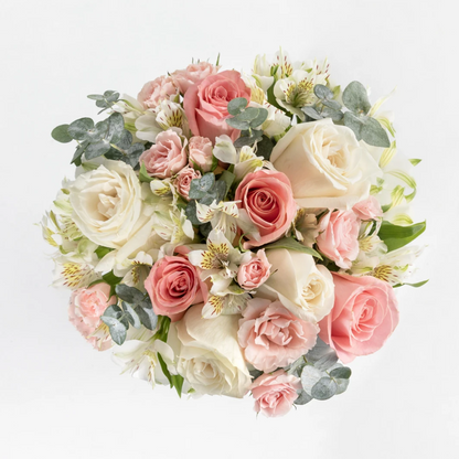 Cariño Ramo de Rosas Rosa y Blancas