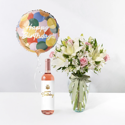 Kit cumpleañero con Vino Rosado Personalizado